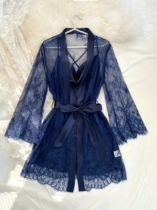 Teen Girls' Lace-Up 2-Piece Sleepwear Set